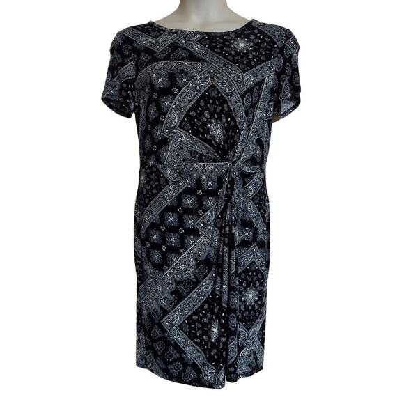 Maurices Women's Black & White Paisley Print Front Knot Midi Dress - Picture 1 of 10